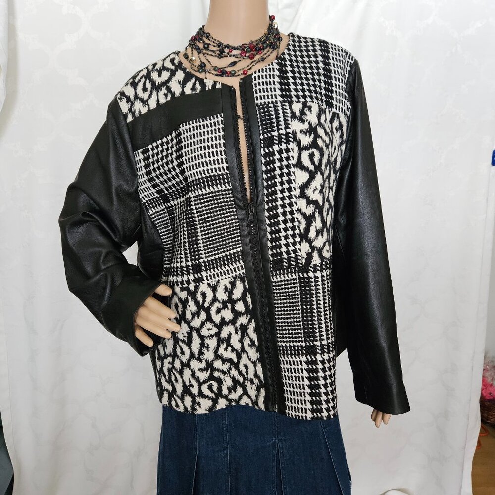 **Chico's Stylish Women's Mixed Media Patchwork Jacket**